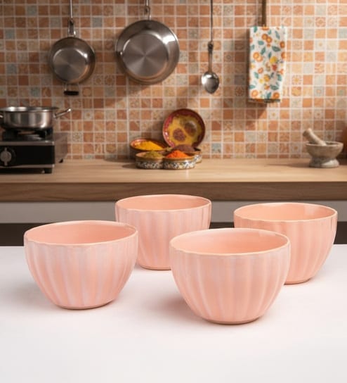 Melon Frost Ceramic Bowl Set of 4(275ml Each)