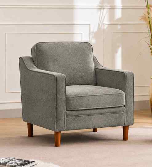 Menta Boucle Fabric Lounge Chair In Grey Colour