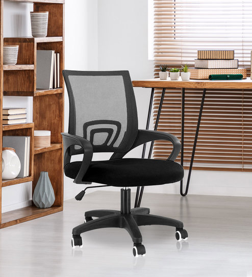 Buy Mesh Revolving Chair In Black And Grey Colour By