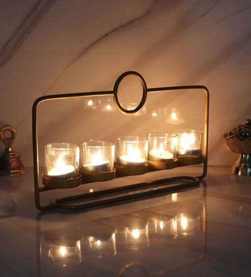 Metal & Glass Rectangular Tealight Holder