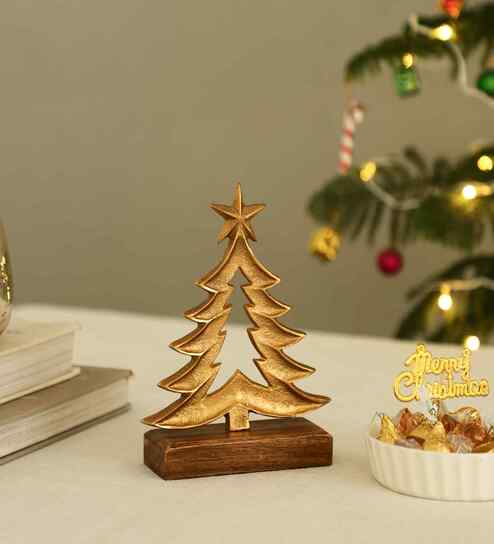 Aluminium Christmas Tree With Wooden Base