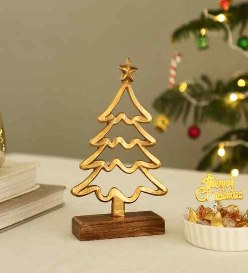 Aluminium Christmas Tree With Wooden Base