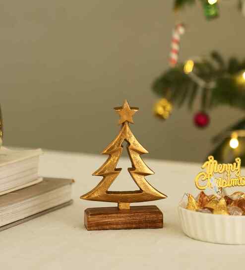 Aluminium Christmas Tree With Wooden Base