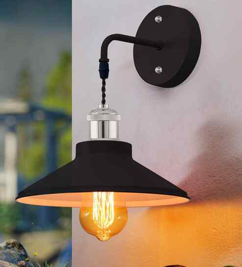 Cone Metal  Wall Light Fixture with Golden Holder (Black)