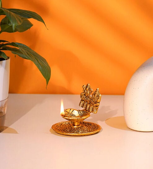 Metal Laxmi Ganesh Hand Diya