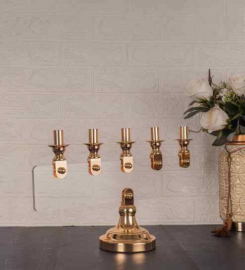 Metal Opaluxe 5-Arm Golden Candle Stand