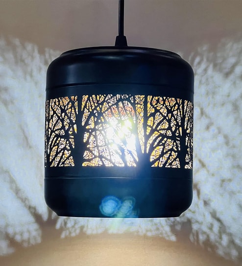 Metal Pendant Hanging Light with Tree Cutout Design