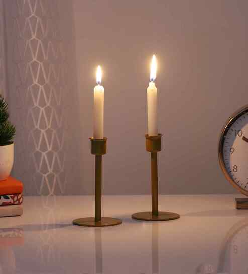 Metal Round Base Candle Stand Set of 2