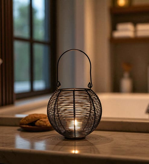 Metal Tealight Candle Holders, Candle Stands - Black