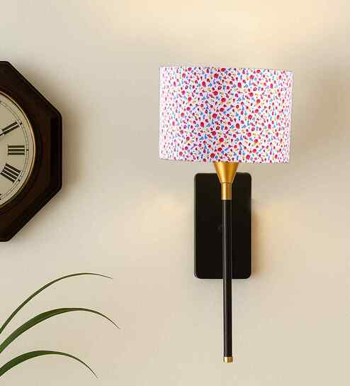 Metal Wall Mounted Drum Shade Lamp   7" Round Modern Light-Multicolored