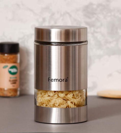 Metallic Clear Glass Jars |1000 ML | Set Of 1 | Silver