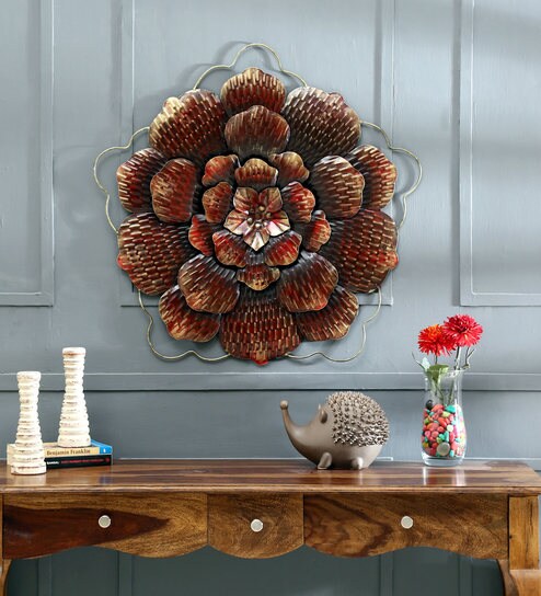 Buy Red Metal Decorative Wall Art By Vedas Online Abstract Metal