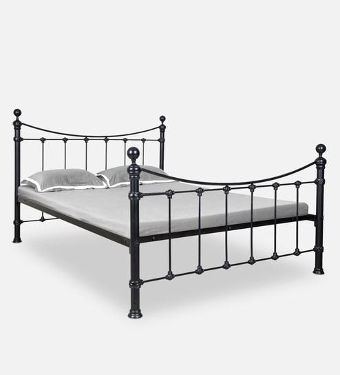 Metallika Arch Metal Queen Size Bed in Black Colour