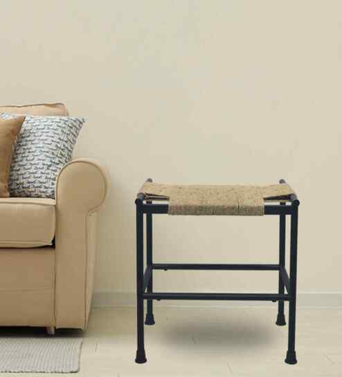 Casted Jute Side Table In Natural Finish