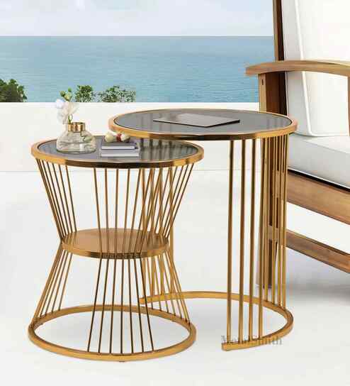 Orren Nesting Side Table In Gold Finish
