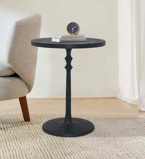 Regent Elegant Wooden Side Table In Black Finish