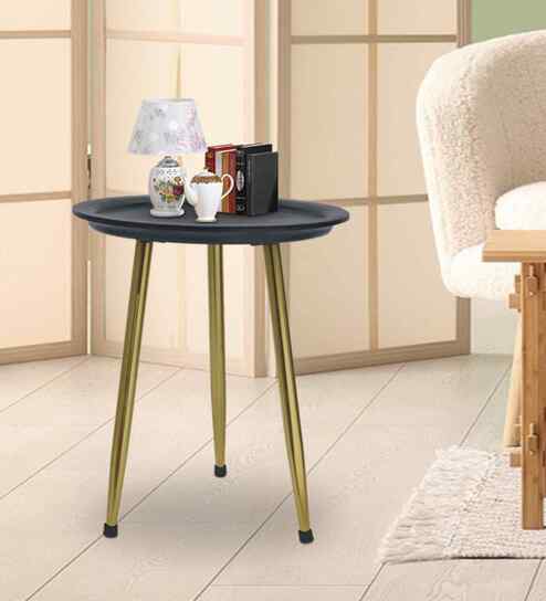Crest Elegant Wooden Side Table In Black Finish