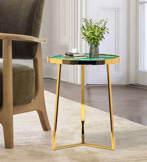 Monarch Elegant Wooden Side Table In Gold Finish