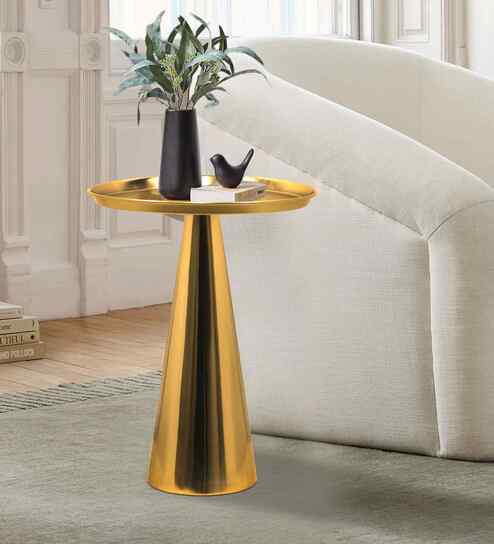 Verona Elegant Wooden Side Table In Gold Finish