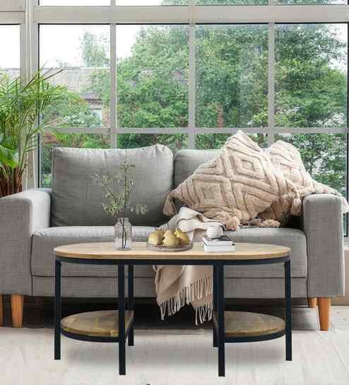 Veya Elegant Wooden Side Tablein Natural Finish