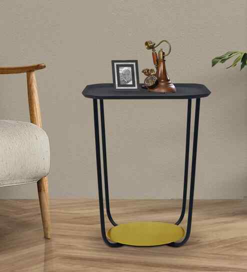 Halo Iron Side Table In Black Finish