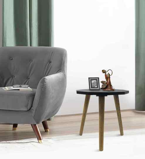 Natura Mango Wood Bedside Table In Black Finish