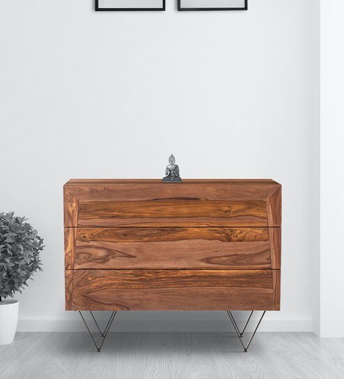 Metric Sheesham Wood Chest of Drawers in Autumn Brown Finish