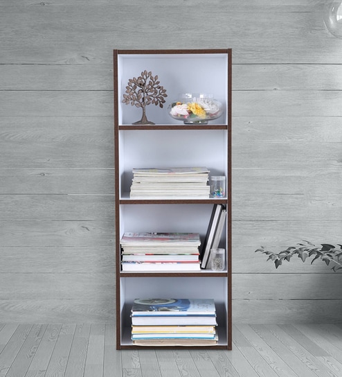 Mezzola 4 Tier Bookshelf in White & Wenge Finish