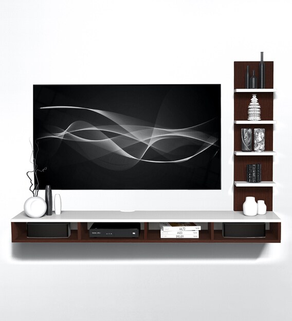 Buy Megllan Large Tv Unit In Wenge White Colour By Auspicious Home Online Modern Tv Consoles Modern Tv Consoles Furniture Pepperfry Product
