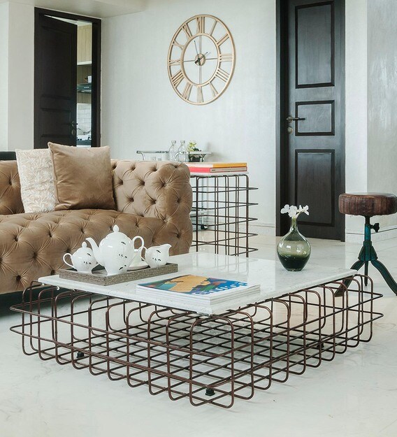 Buy Mesh Coffee Table In Copper Colour By The Metal Project Online Square Coffee Tables Tables Furniture Pepperfry Product