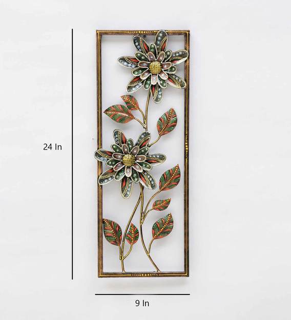 Buy Metal Flower Frame In Multicolour Wall Art By Padmavati Art