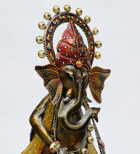 Buy Metal Dancing Ganesha In Multicolour Wall Art By Malik