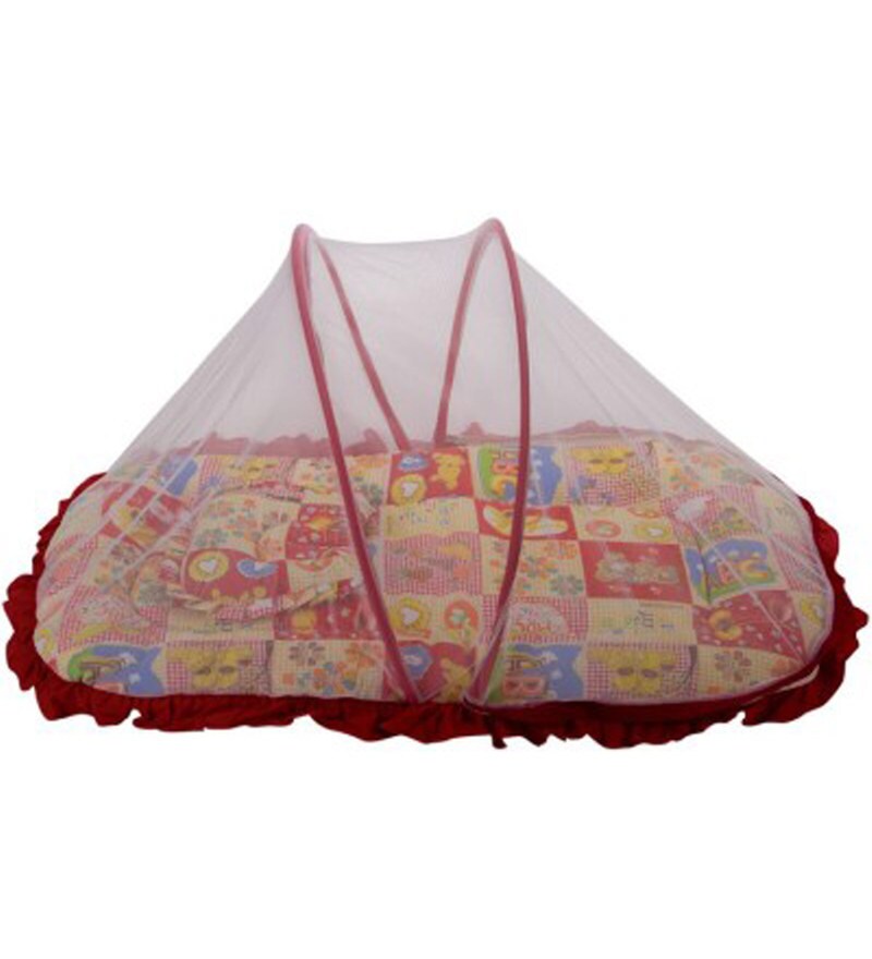 baby mattress with mosquito net and pillow