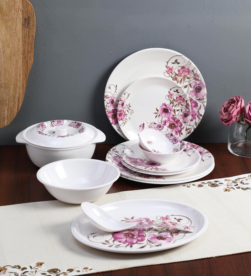 Buy Anemone Flower Print Melamine Dinner Set 33 Pieces By Cdi Online Melamine Dinner Sets