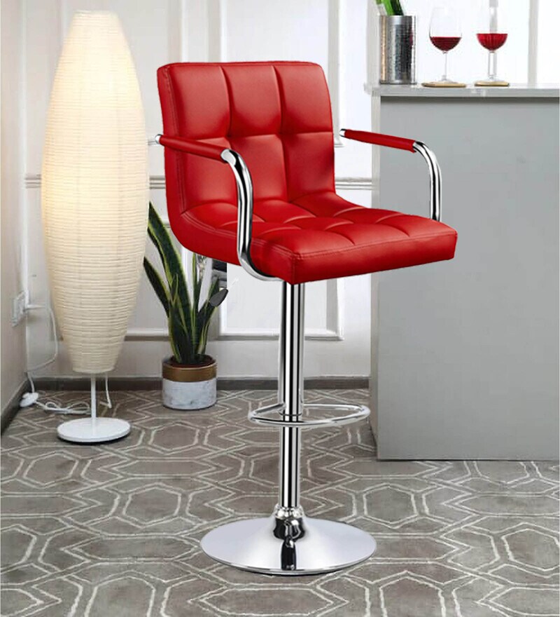 Buy Melbourne Full Back Bar Stool In Red Colour By Redefine Online