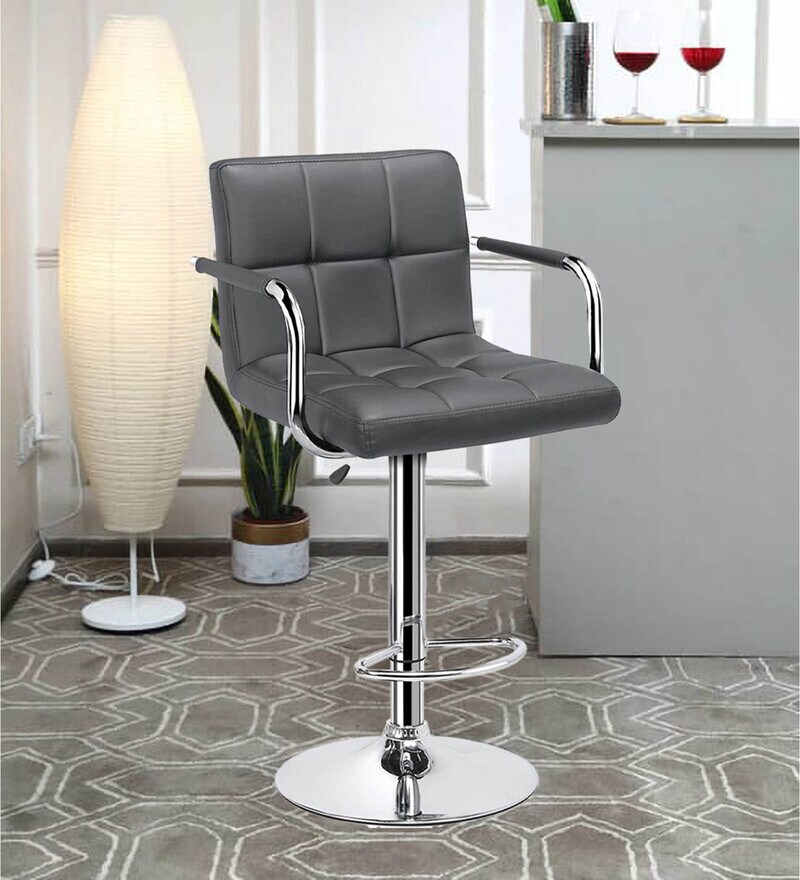 Buy Melbourne Full Back Bar Stool In Grey Colour By Redefine Online