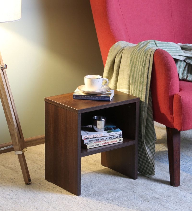 Buy Mercury Bedside Table in Walnut Finish by Crystal Furnitech Online