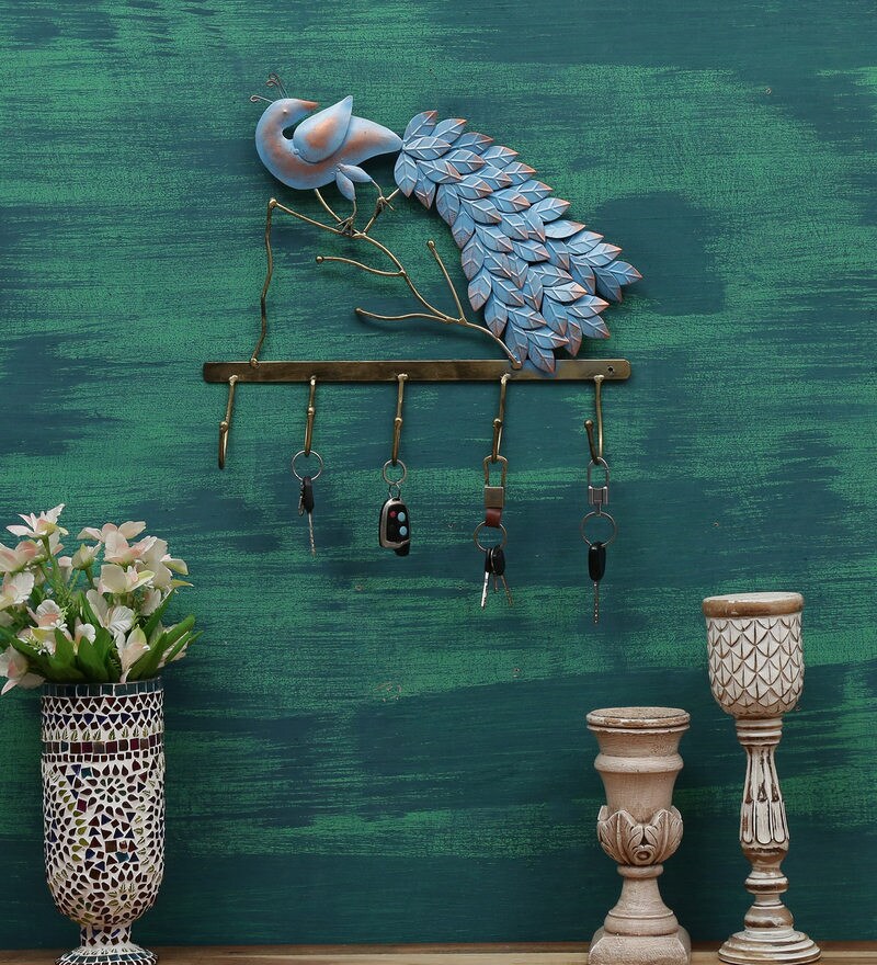 Buy Metal Decor Peacock Key Holder By Godeccor Online Traditional Key