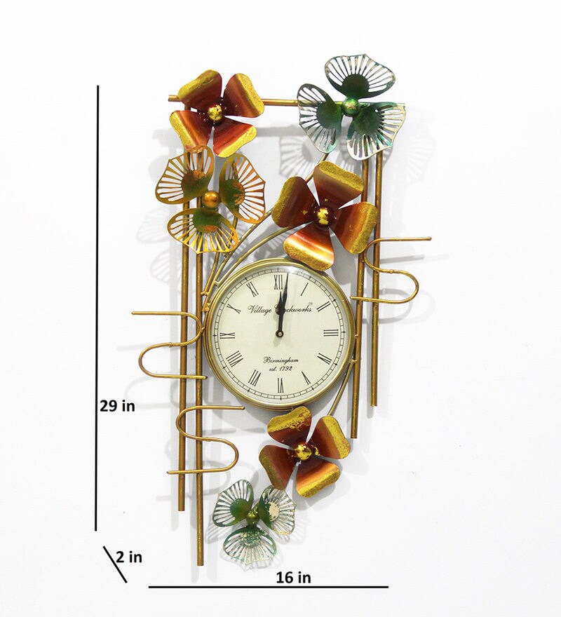 Buy Metal Decorative Table Clock In Multicolour By Malik Design Online