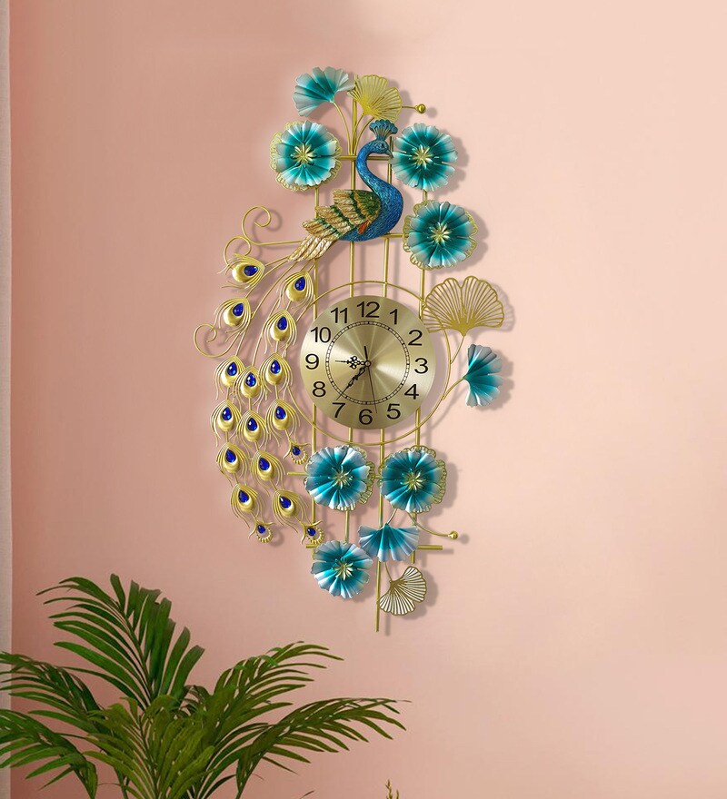 Buy Metal Designer Peacock Wall Clock By FunkyDecors Online