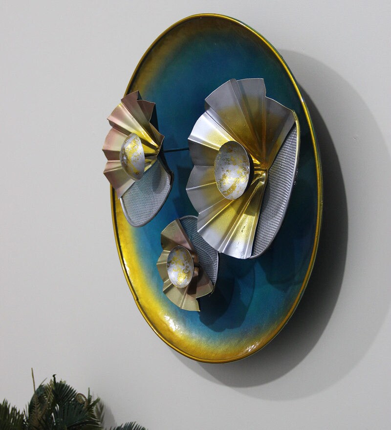 Buy Iron Leaf Panel Wall Art In Blue By Malik Design Online Floral