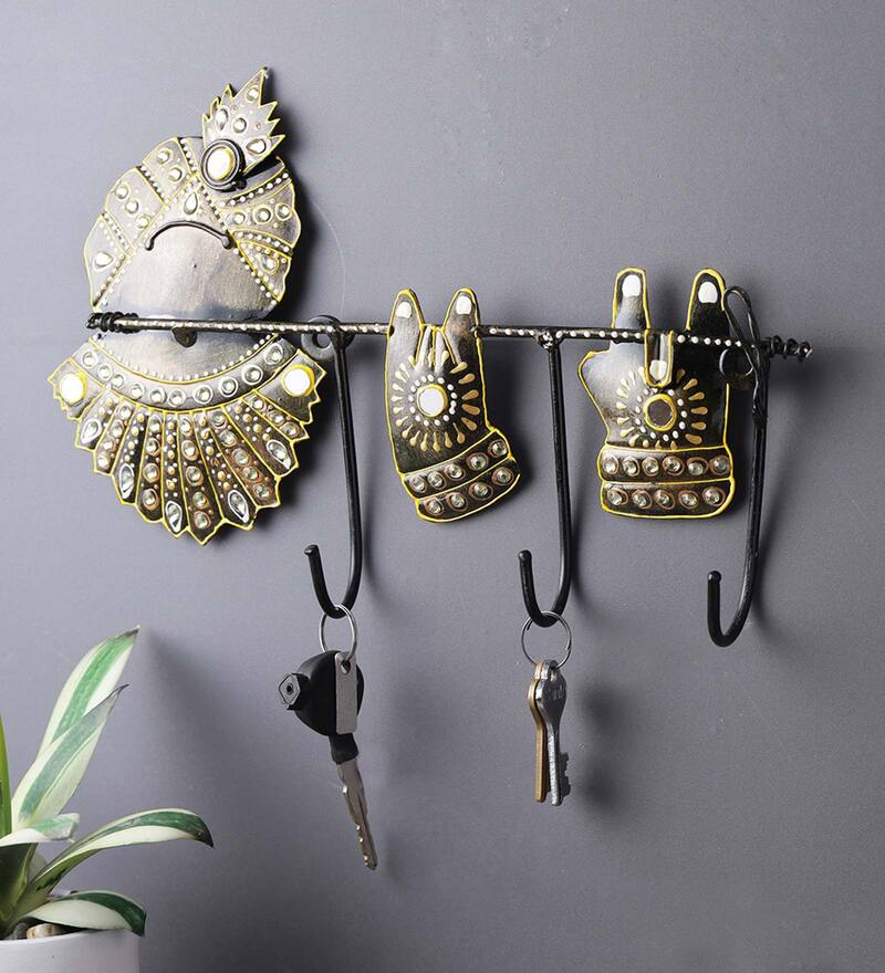 Buy Metal Key Holder 3 Hooks by Aapno Rajasthan Online Modern Key