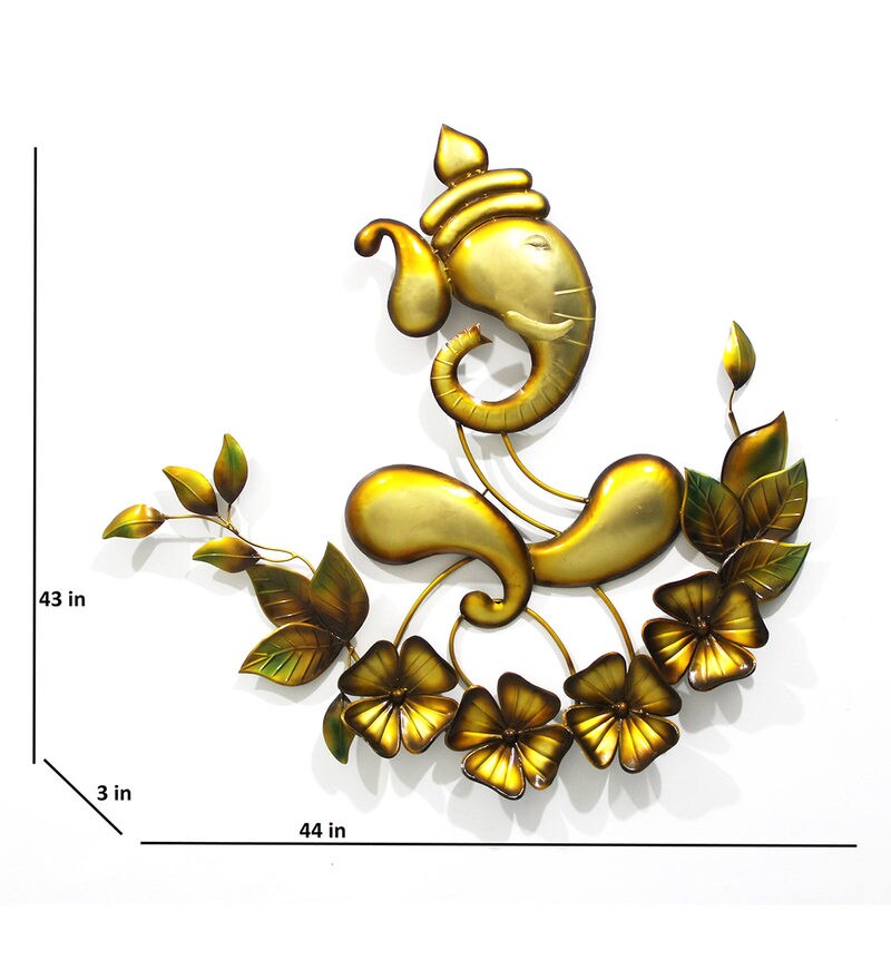 Buy Iron Lord Ganesha Wall Art In Gold By Malik Design Online
