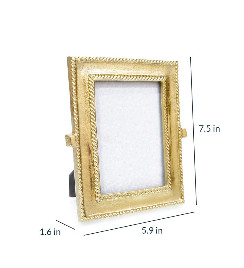 Buy Metal Photo frame in Golden colour 4x6 Inch by House of Sajja