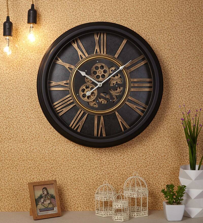 Buy Metal Vintage Rustic Sweep Mechanism Wall Clock By Zahab Online