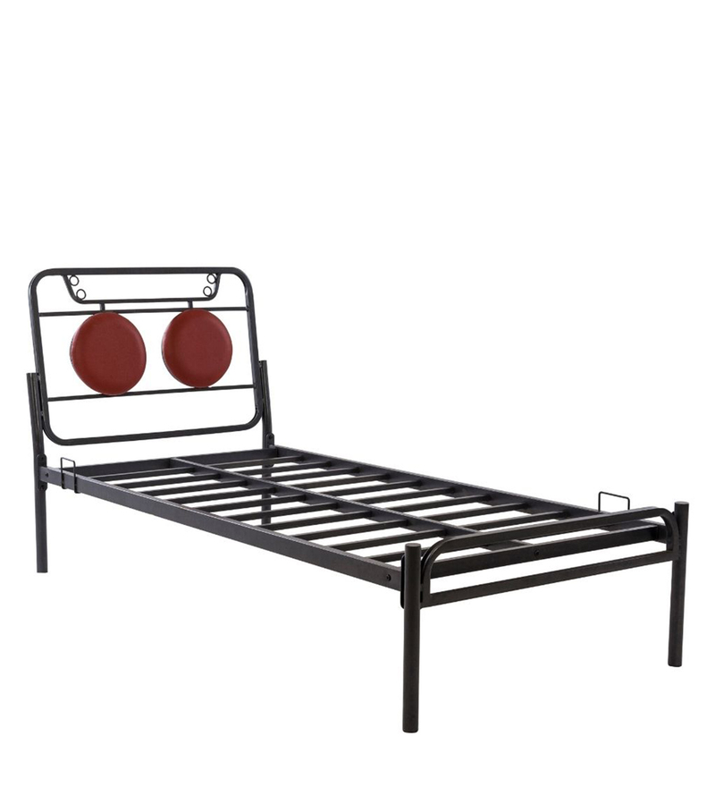 Buy Metallika Metal Single Bed in Grey Finish by FurnitureKraft Online