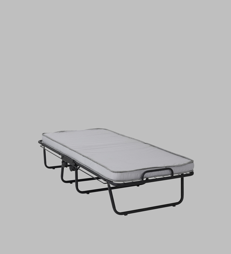 Buy Metallika Metal Folding Bed In Black Colour With Mattress By ...