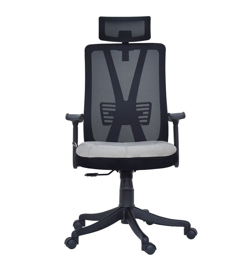Buy Meteor High Back Chair With Fixed Arms In Black & Grey Colour By Hr