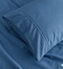 Med Blue 400TC  Solid Embroidery Superking Bedsheet with 2 Pillow Covers