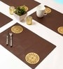 Brown Synthetic Leather Abstract Placemats Set of 6
